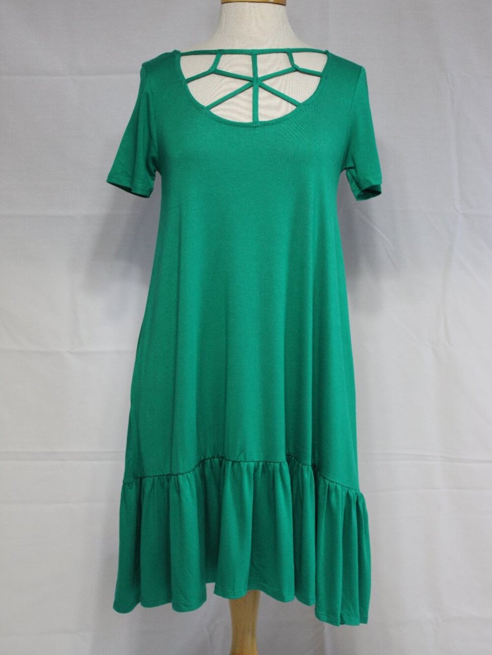 Zenana #7041 Stretch Casual Short Summer Dress-Sizes S to XL-EMERALD GREEN-NEW